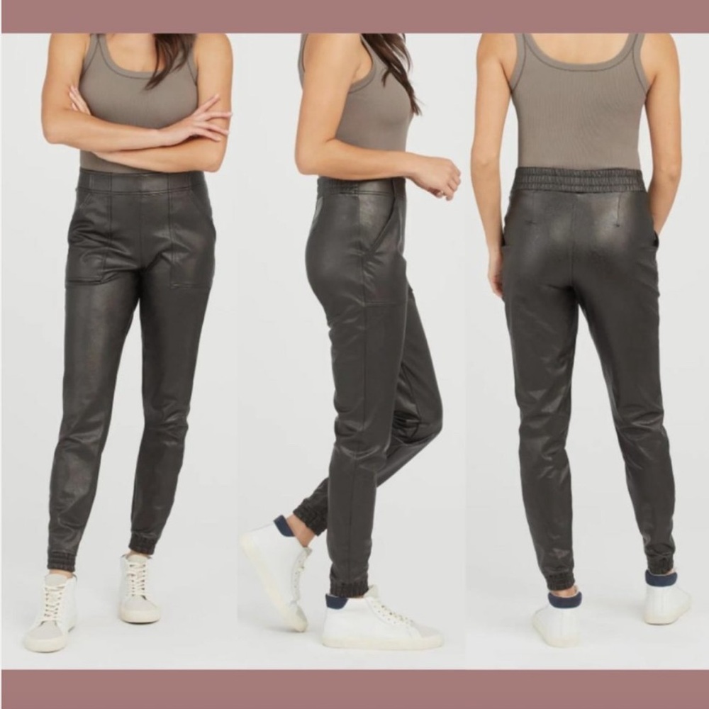 NWOT SPANX Faux Leather Jogger Pants - Picture 3 of 7